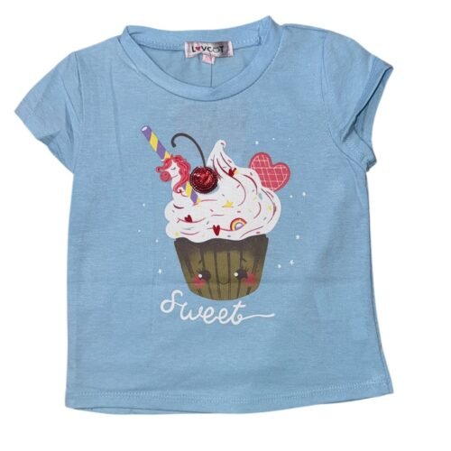 Blusa Love Cat Celeste
