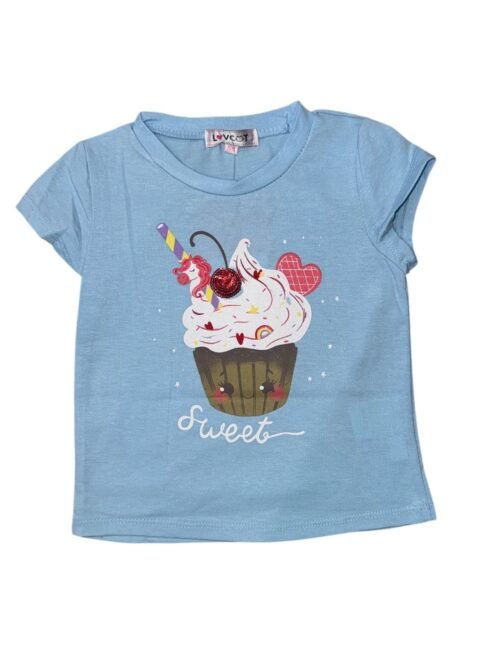 Blusa Love Cat Celeste