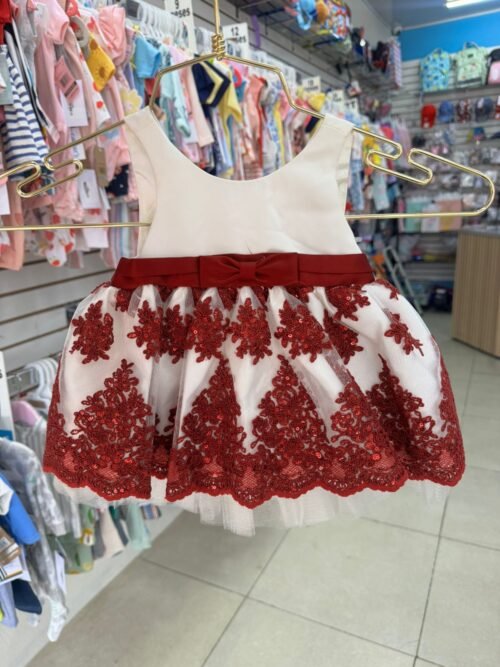 Vestido De Gala Blanco Rojo