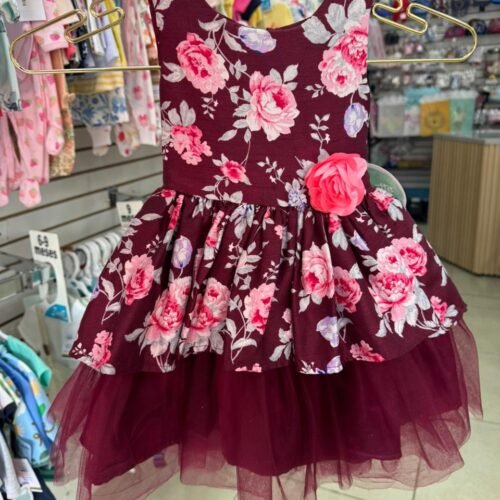 Vestido de Gala Vino Flores