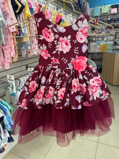 Vestido de Gala Vino Flores