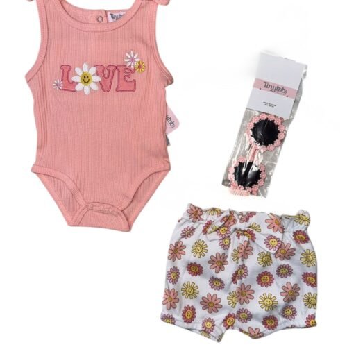Set 3 piezas Tinytots Flores Rosa