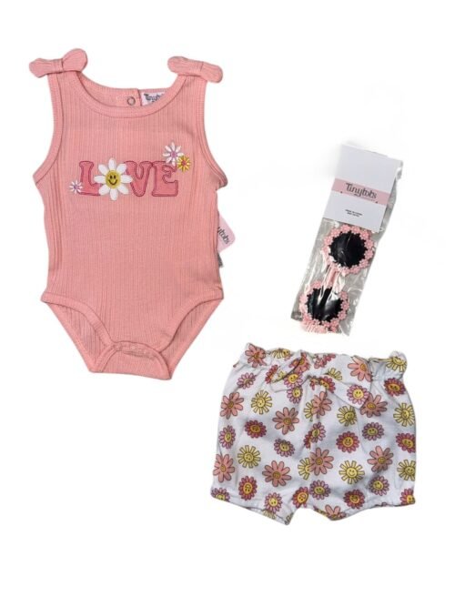 Set 3 piezas Tinytots Flores Rosa