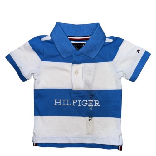 Camisa Tipo Polo Tommy Hilfiger Celeste Blanco