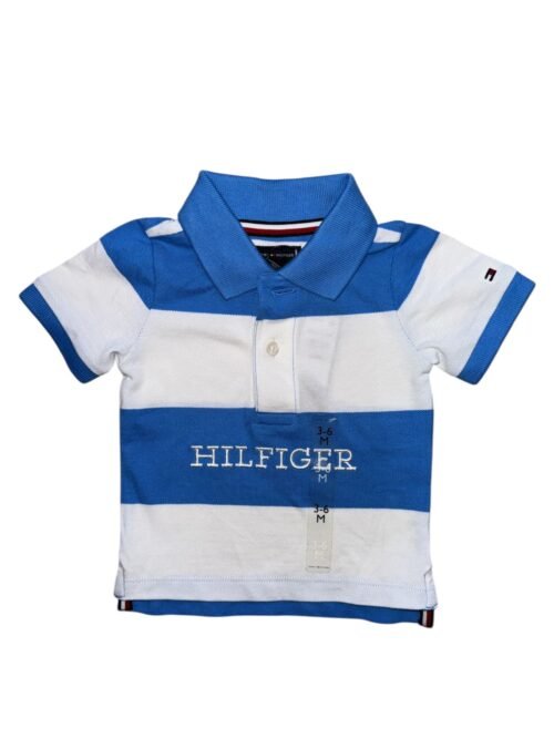 Camisa Tipo Polo Tommy Hilfiger Celeste Blanco
