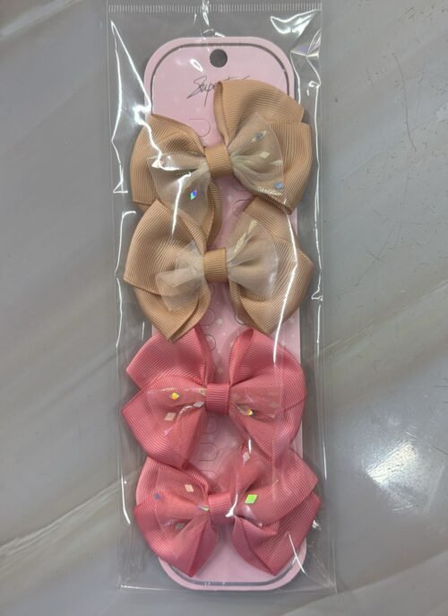 Paq 4 Lazos Beige Rosa Pastel