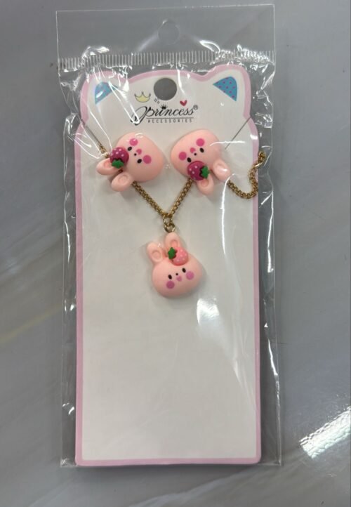 Set Collar Aretes Rosa
