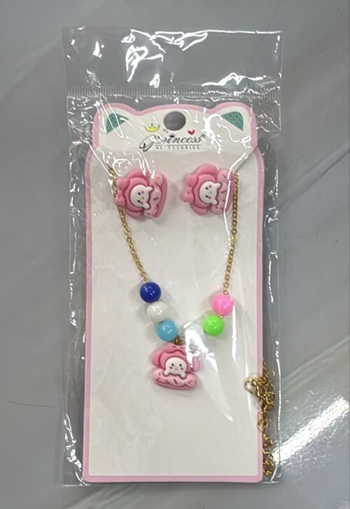 Set Collar Aretes Rosa