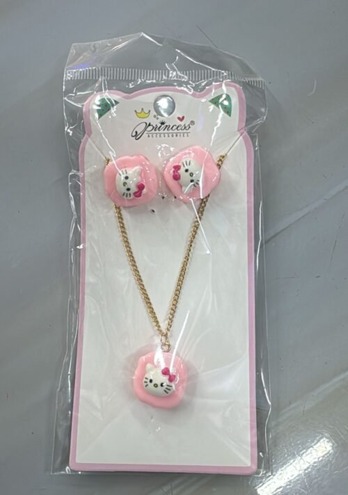 Set Collar Aretes Rosa